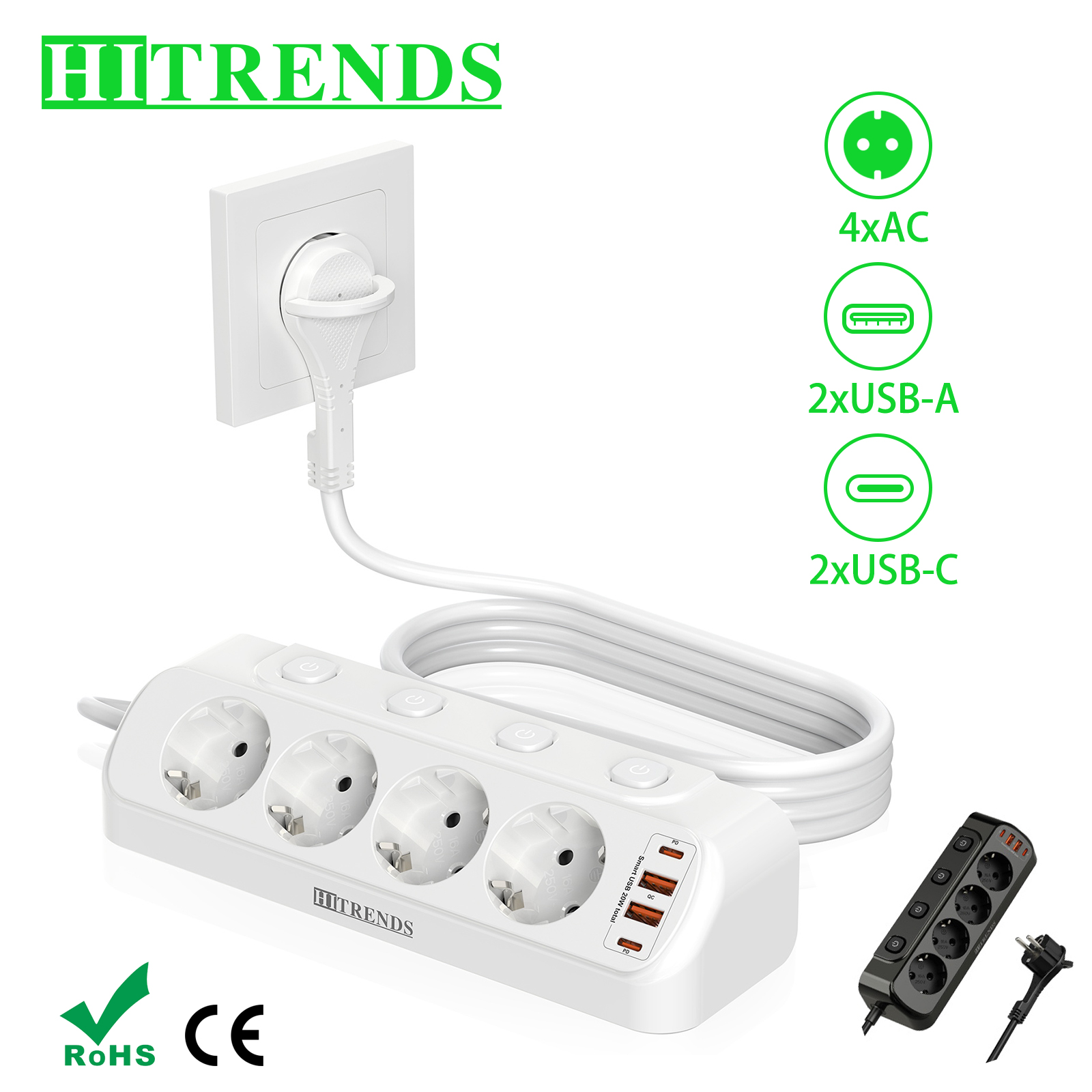 Smart Power Strip - European Desktop Socket multi-contact Power Strip