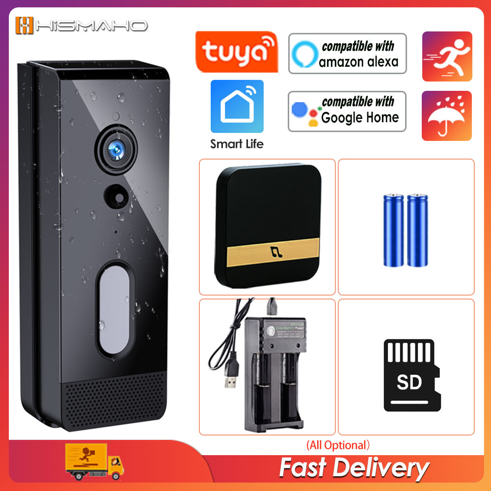 Smart Home Battery Camera - Tuya WiFi Doorbell Camera Outdoor Waterproof