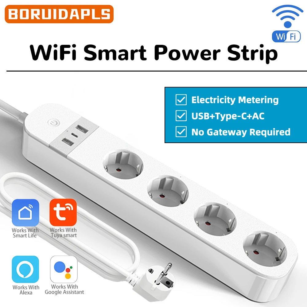 Smart Power Strip - BORUIDAPLS EU Plug WiFi Smart Power