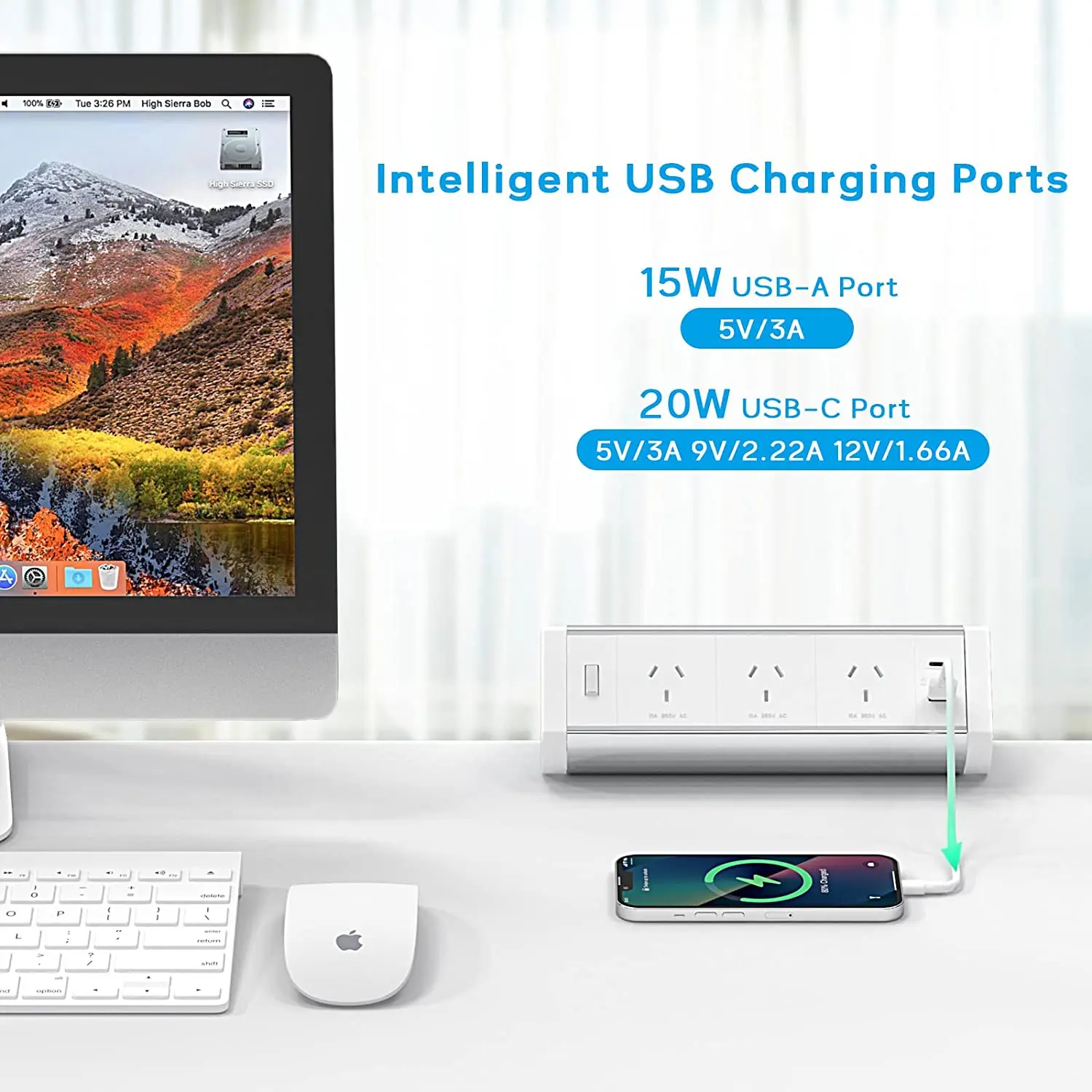 AU Power Outlet Aluminium Allo - Smart Power Strip recension och pris