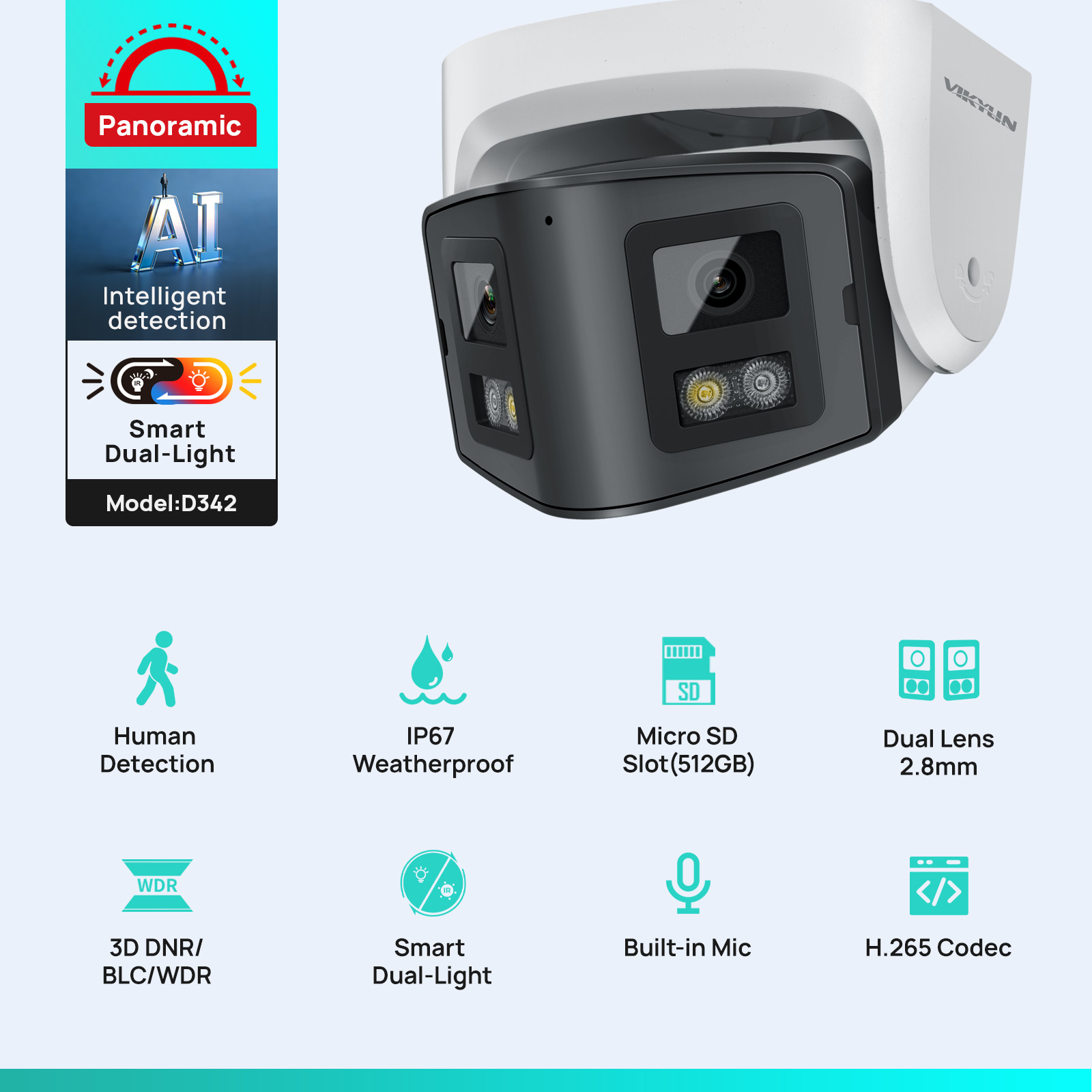 Vikylin 4MP Panoramic Dual Len - Smart Home Hikvision recension och pris
