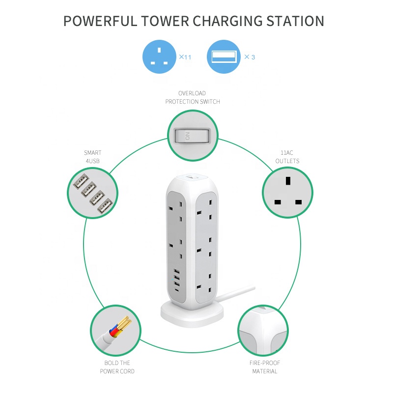 11 Outlets Electrical Uk Exten - Smart Power Strip recension och pris